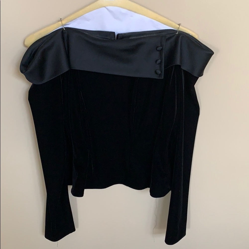 Black evening wear velvet and satin top